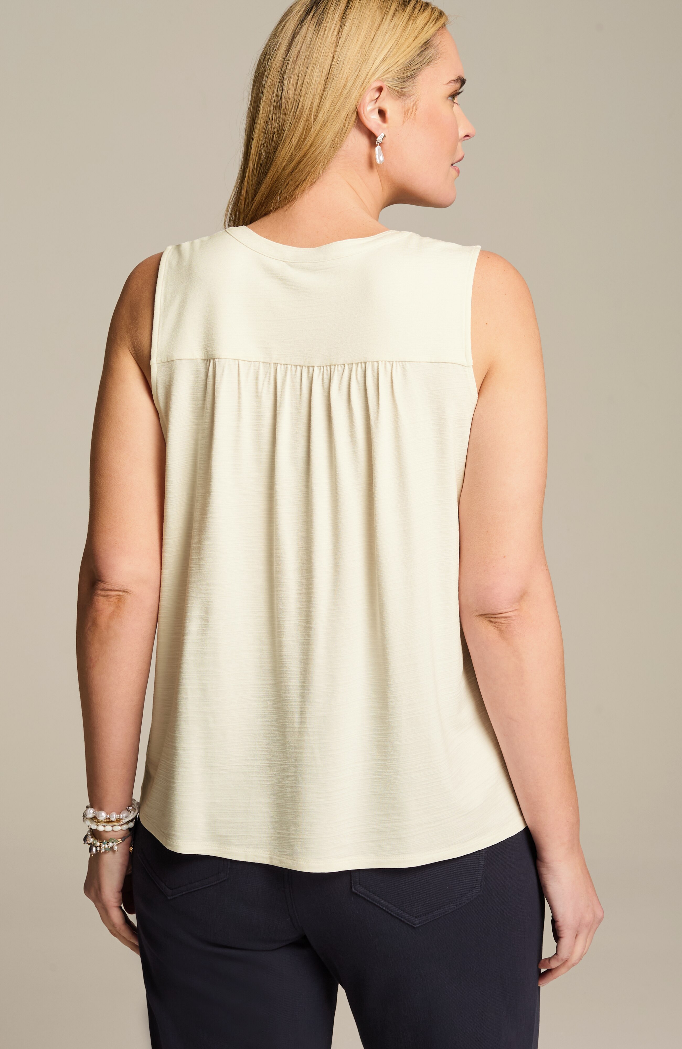 wearever slub-knit split-neck tank