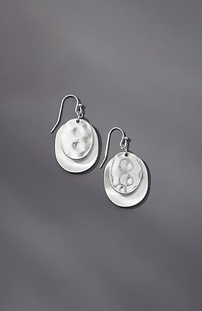 Image for Silvertone Mixed-Finish Overlay Earrings