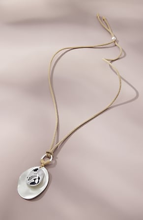 Image for Silvertone Mixed-Finish Pendant Necklace