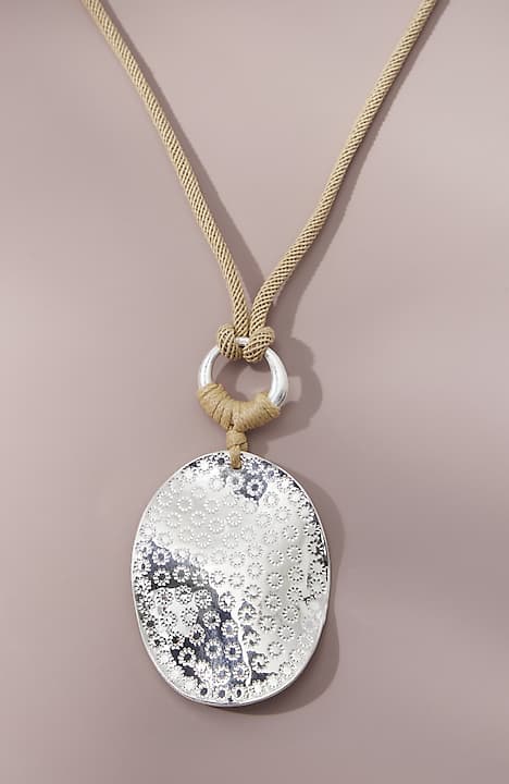 silvertone mixed-finish pendant necklace