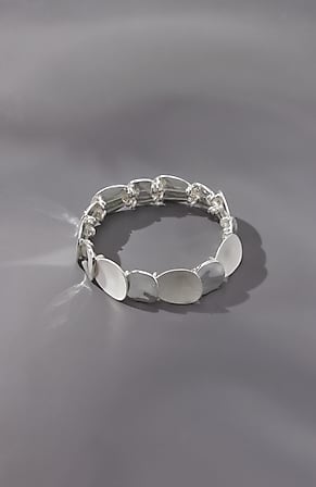 Image for Silvertone Mixed-Finish Stretch Bracelet