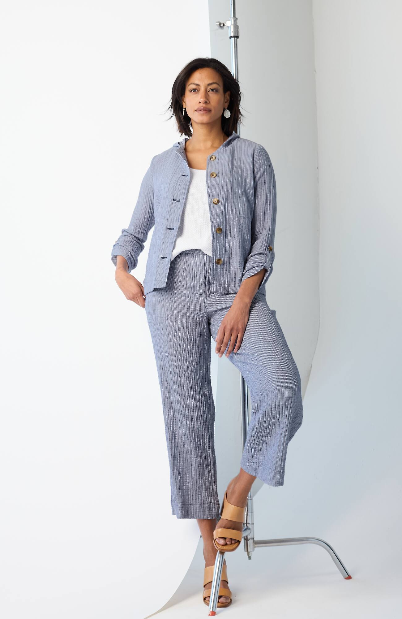 Jjill J.jill Cotton-gauze Hooded Jacket