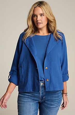 Image for Cotton-Gauze Hooded Jacket