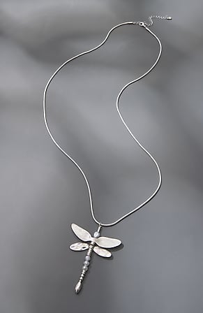 Image for Silvertone Dragonfly Pendant