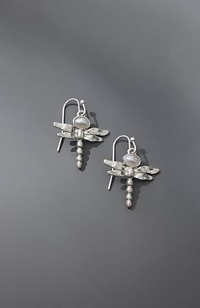 Image for Silvertone Dragonfly Earrings