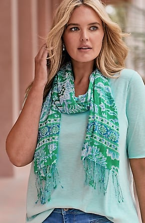 Image for Lightweight Jacobean Floral Scarf