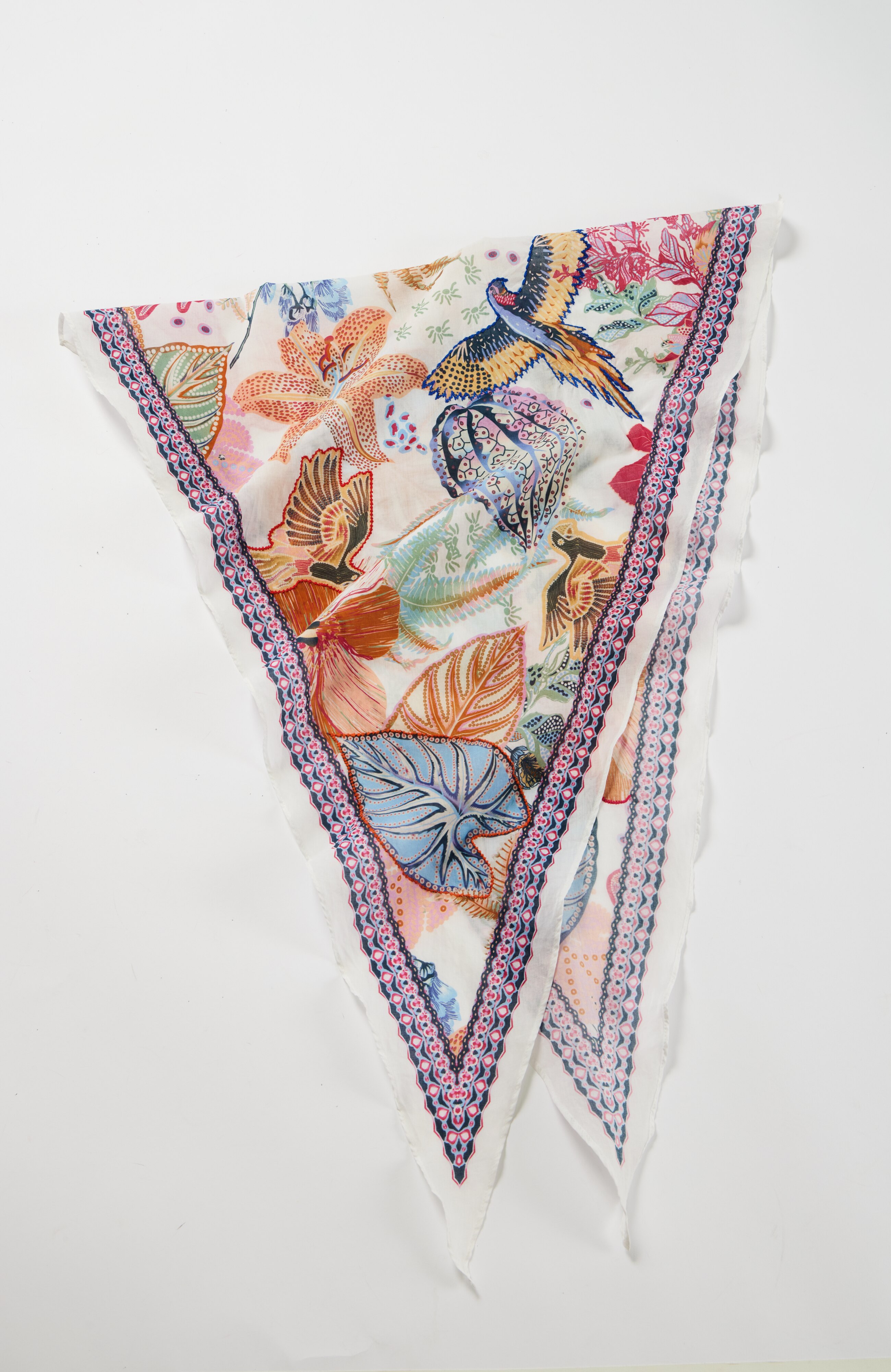 tropics embroidered diamond scarf