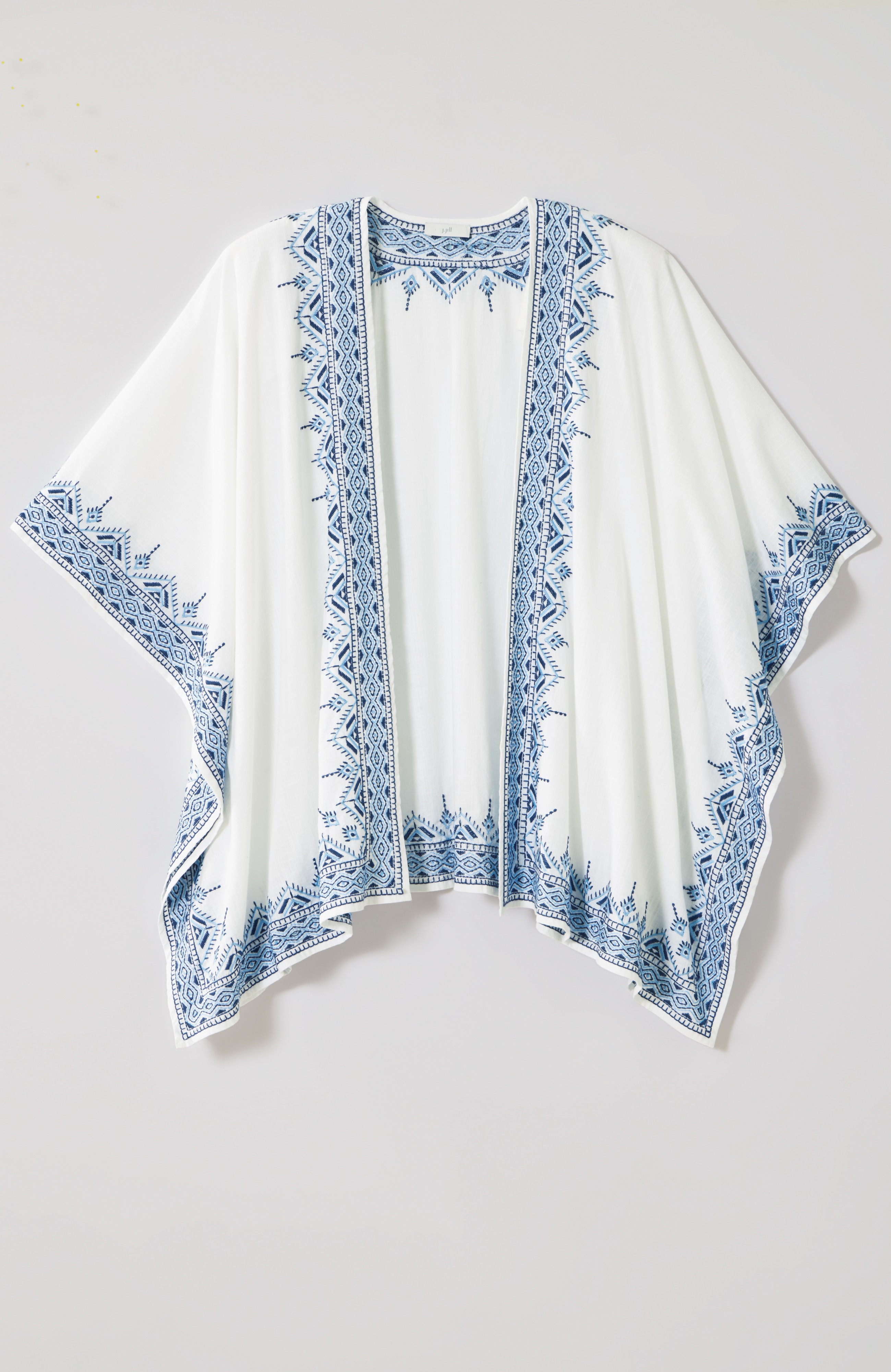 embroidered-border ruana