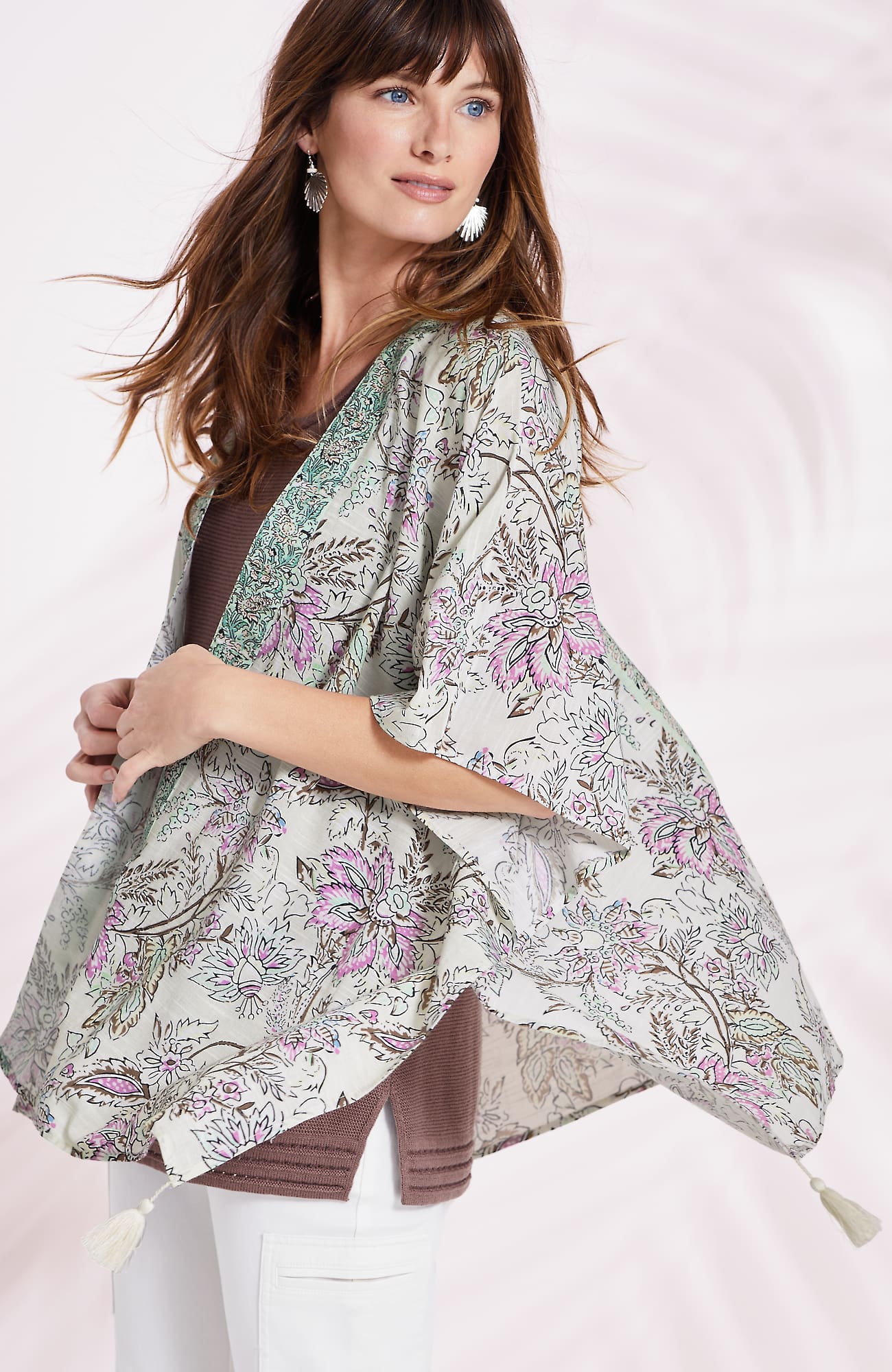 Jjill J.jill Botanical Placed-trim Ruana
