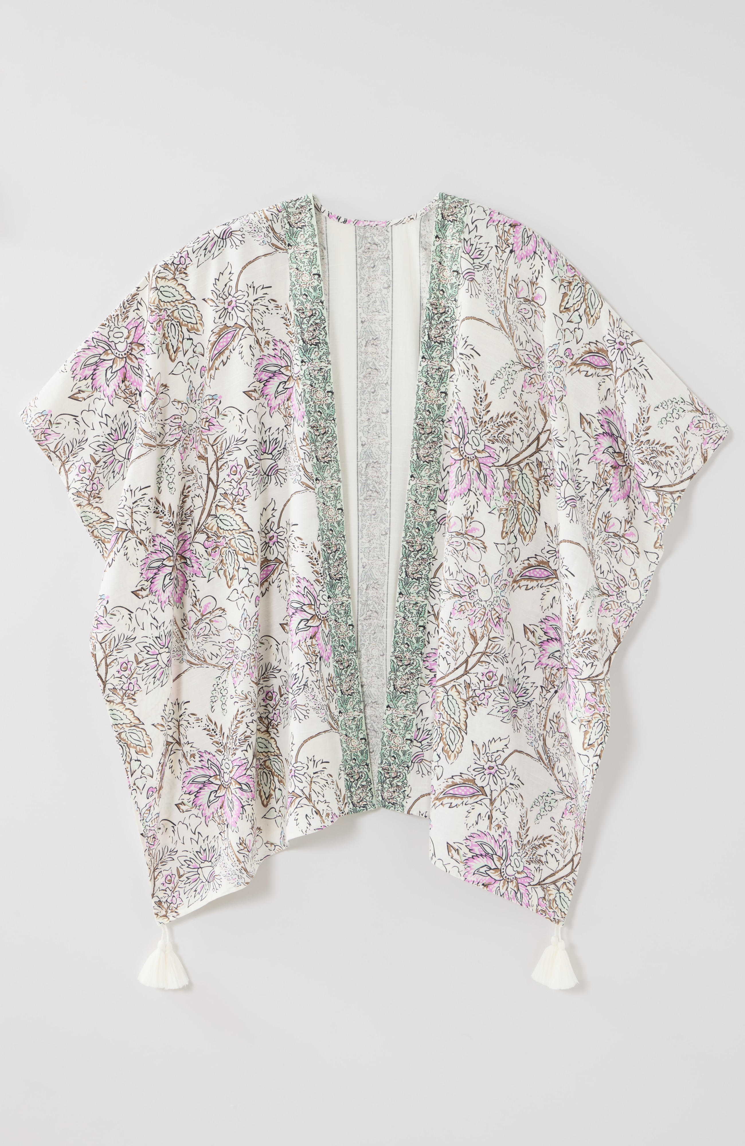 botanical placed-trim ruana