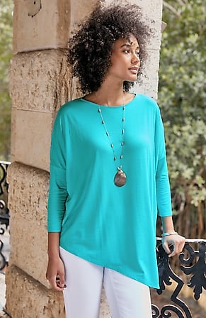 Image for Wearever Slub-Knit Asymmetric Dipped-Hem Top