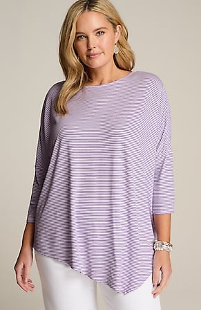 Image for Wearever Slub-Knit Asymmetric Dipped-Hem Top