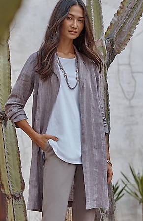 Image for Pure Jill Linen Striped Duster Jacket