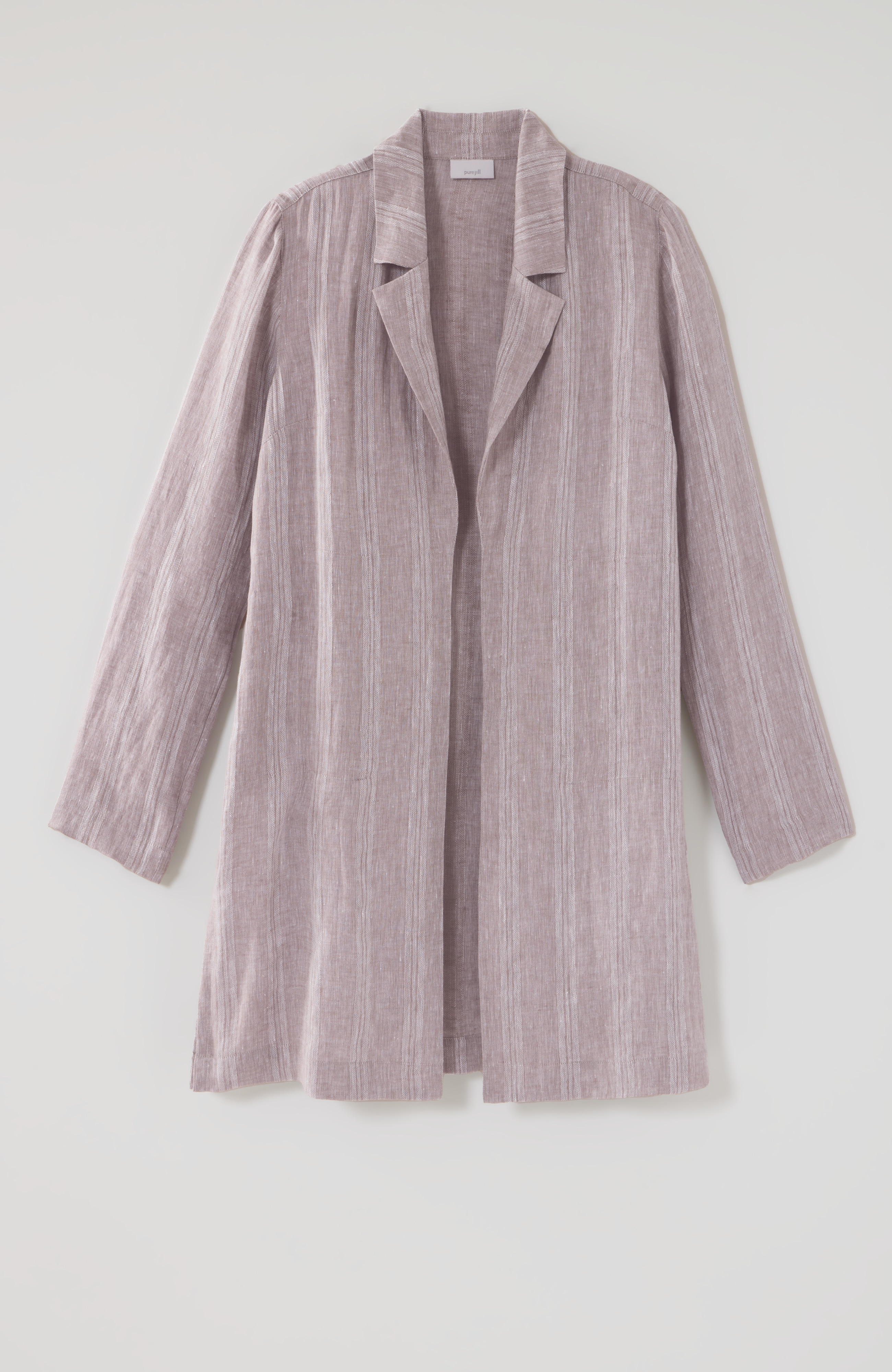pure jill linen striped duster jacket