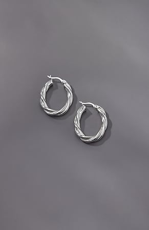 Image for Sterling Silver Twist Hoops