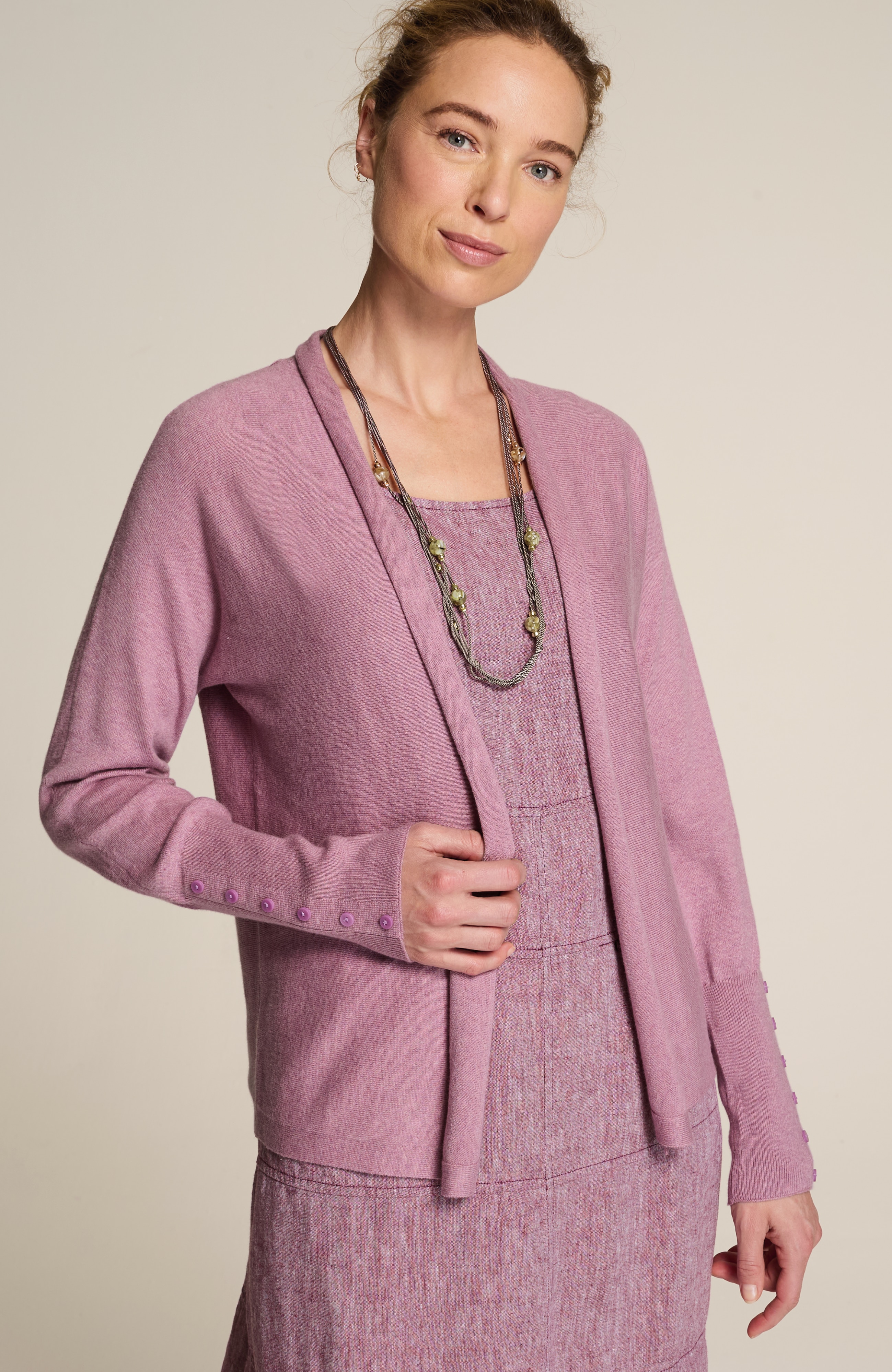 pure jill buttoned-cuff cardi