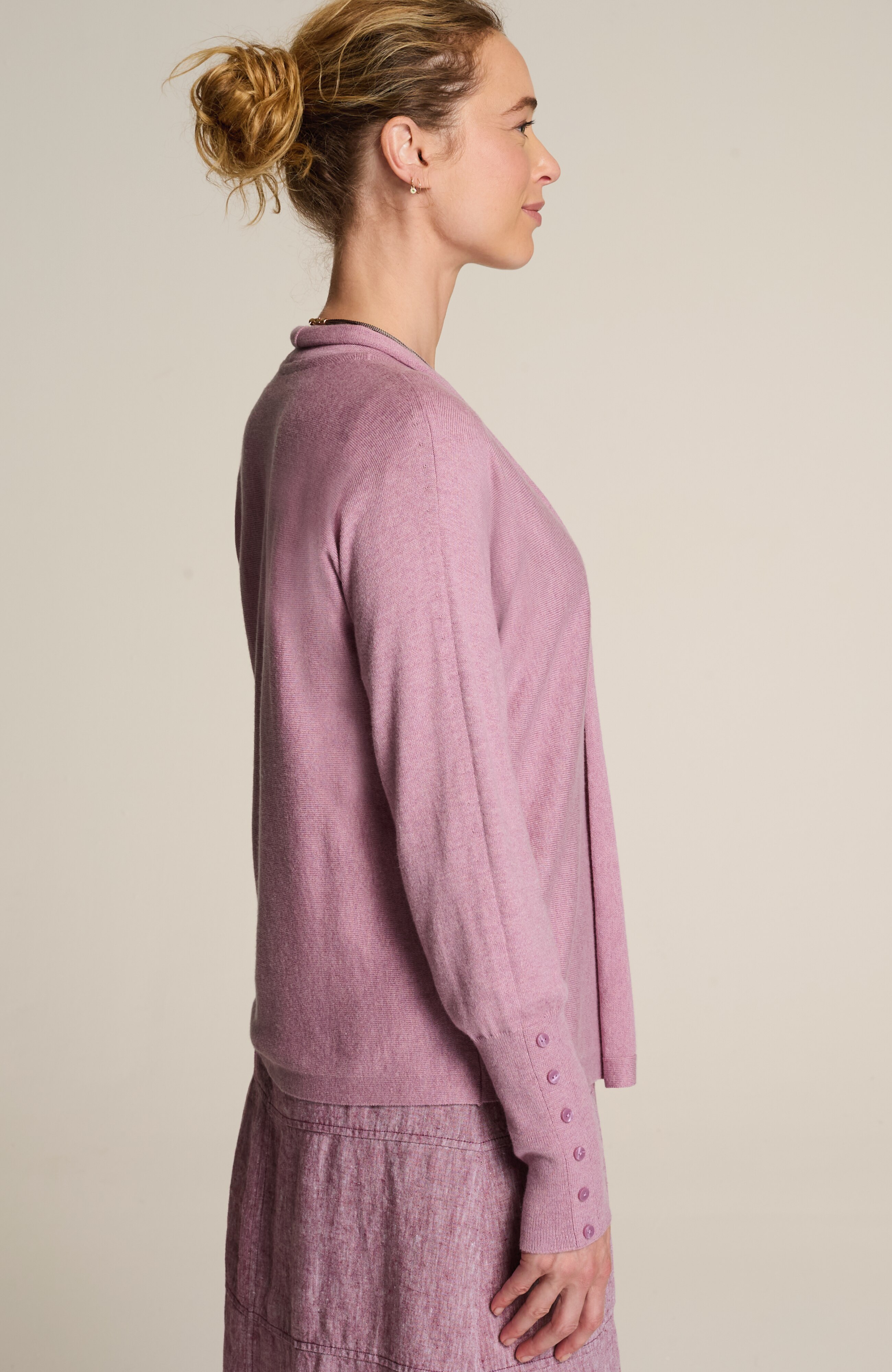pure jill buttoned-cuff cardi
