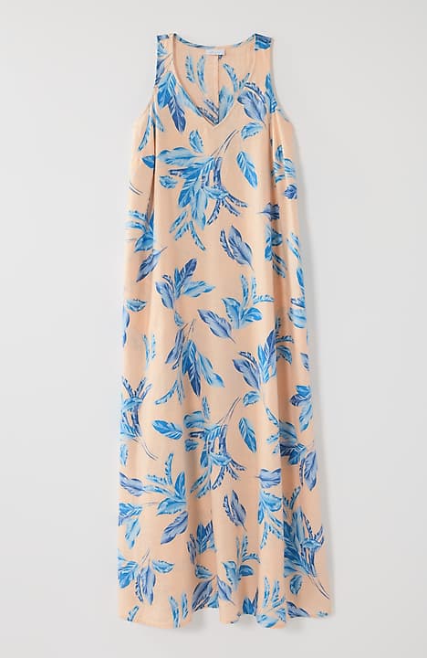 cotton maxi dress long sleeve Cotton Poplin Floral Maxi Dress