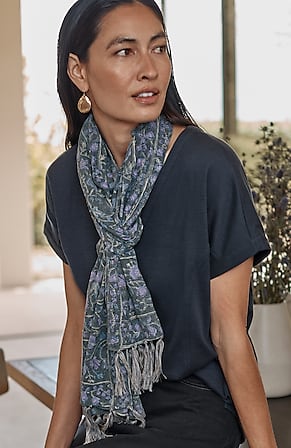 Image for Cotton Block-Printed Scarf