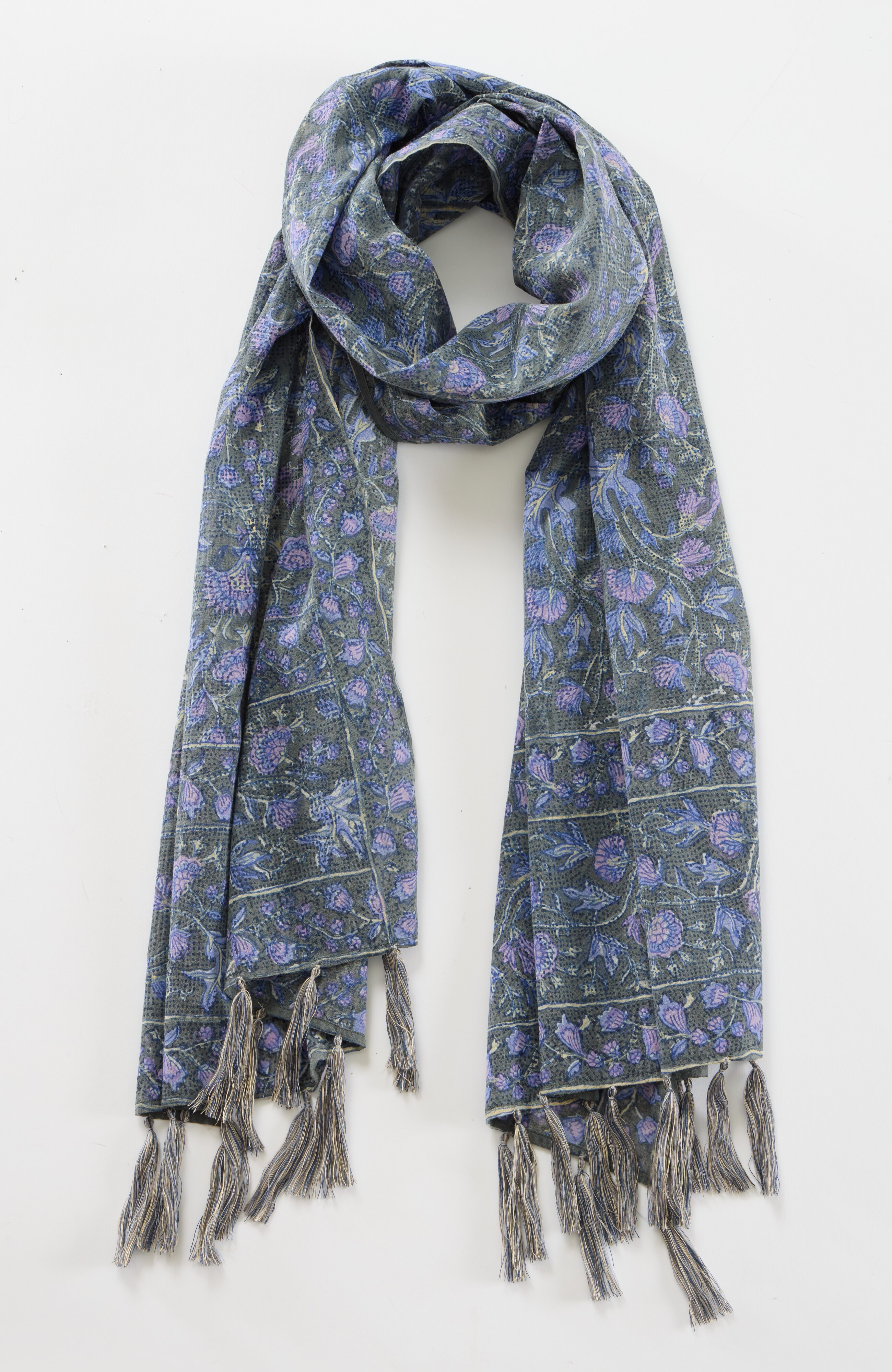 cotton block-printed scarf