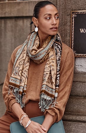 Image for Paisley-Border Jacquard Scarf