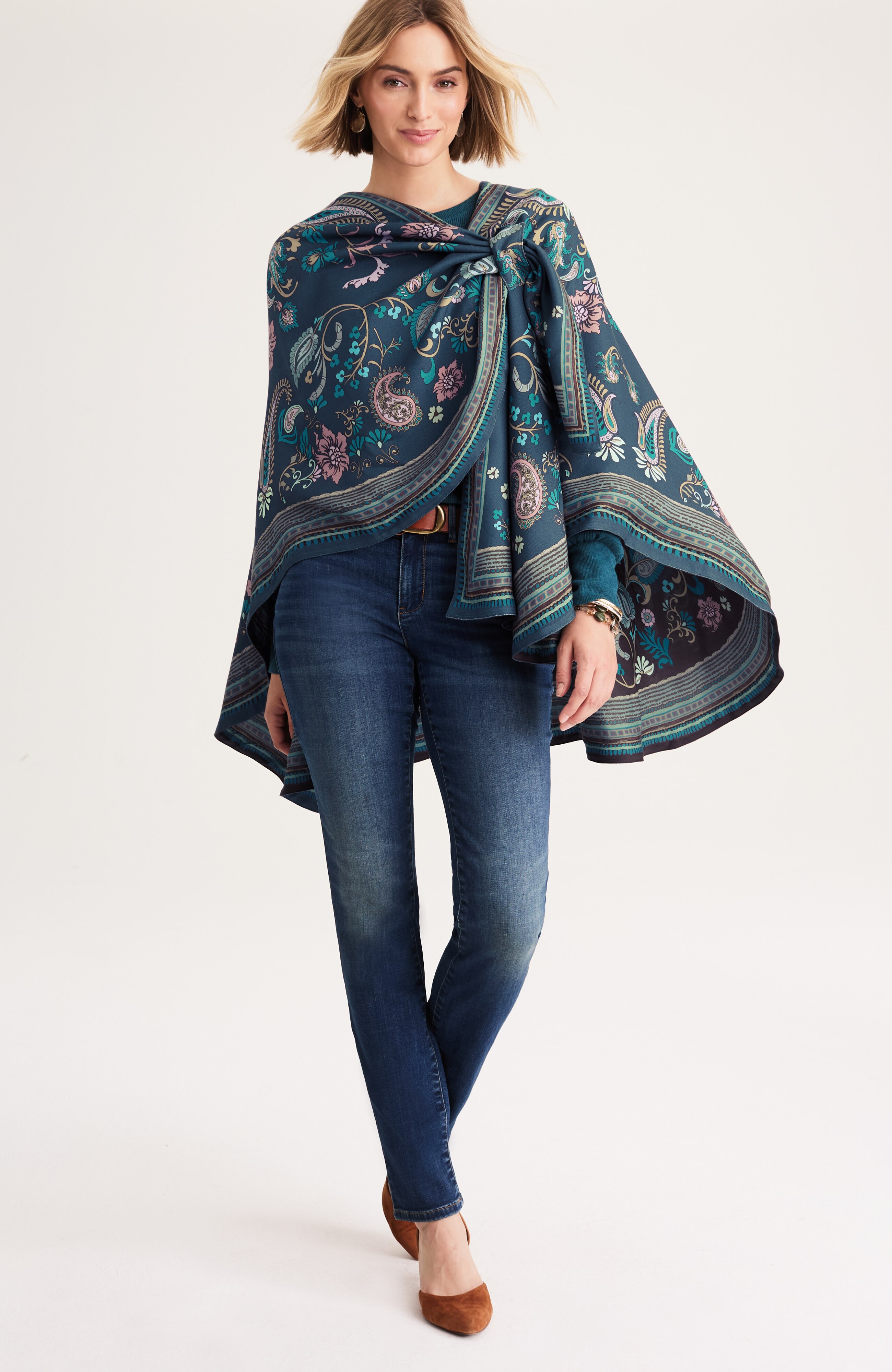 convertible curved-hem ruana