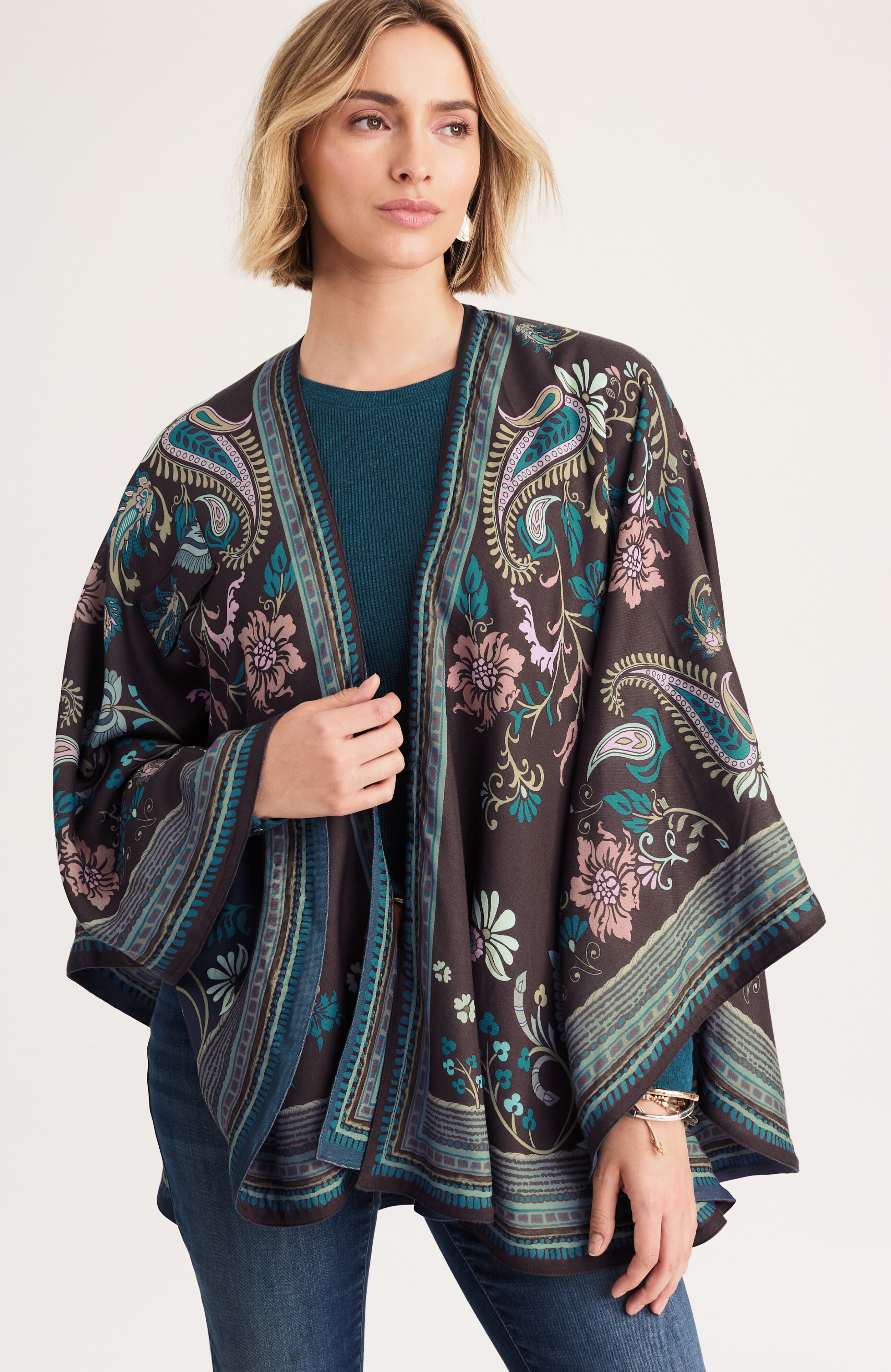 convertible curved-hem ruana
