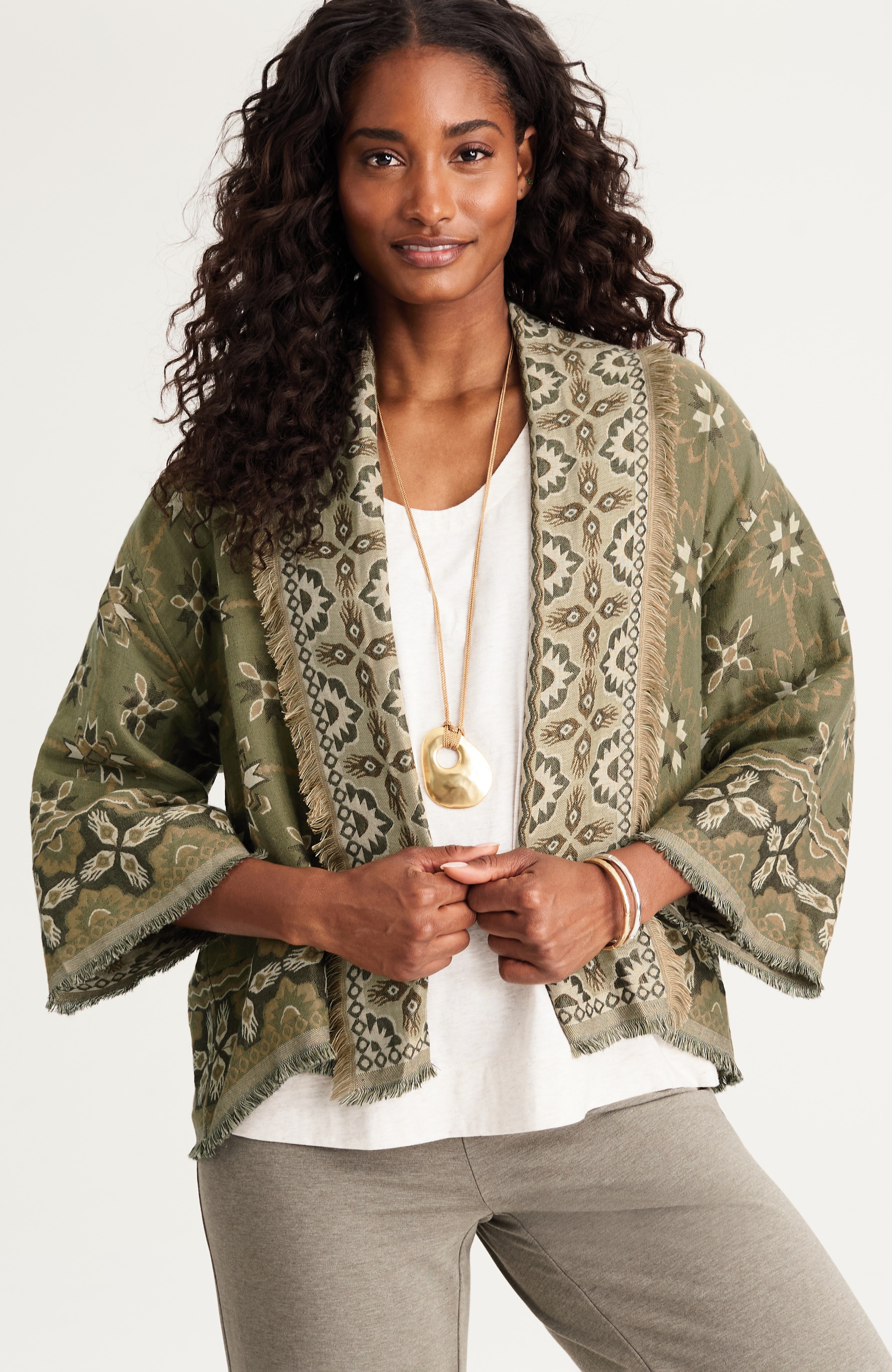 textured jacquard reversible jacket