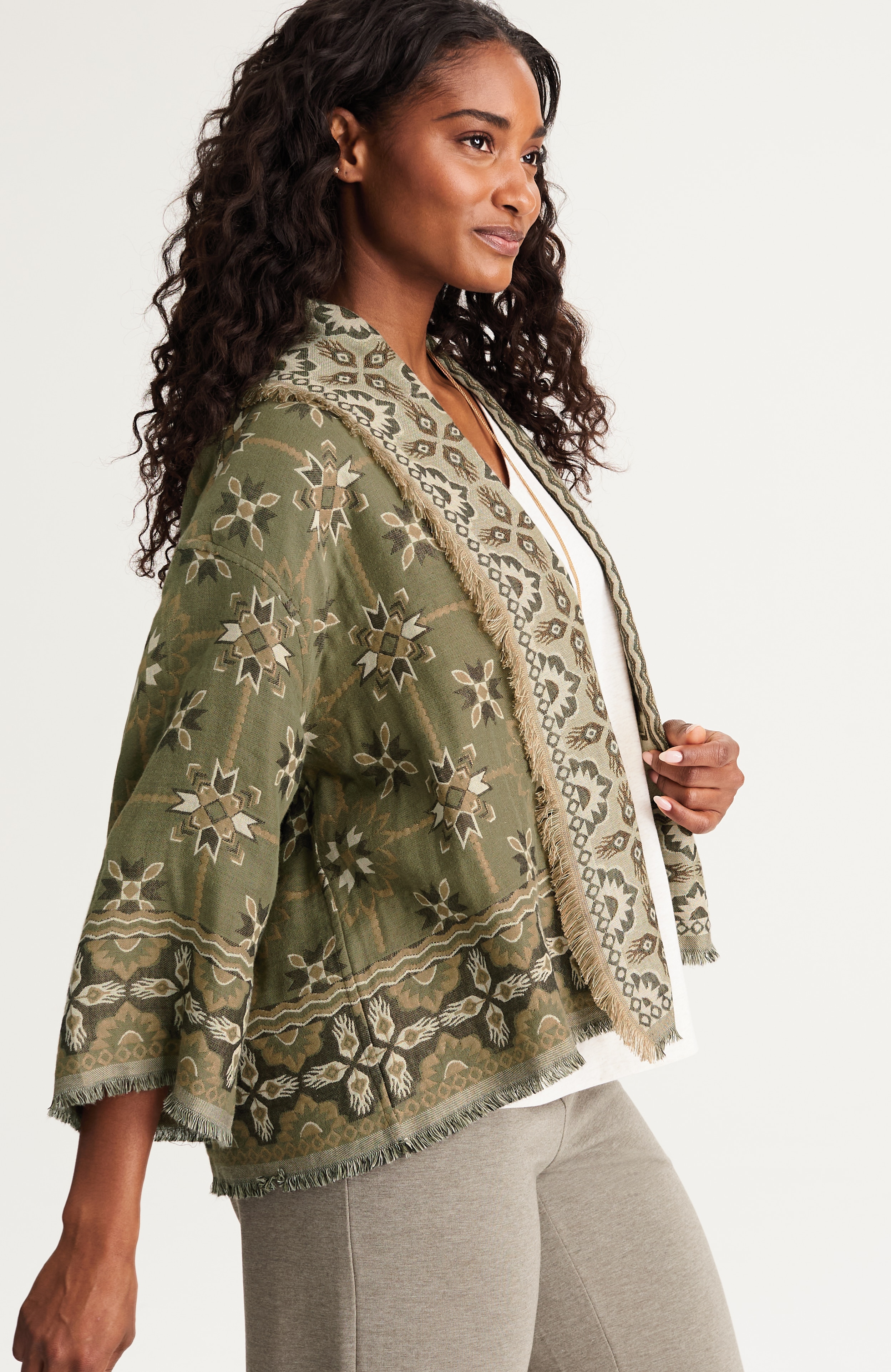 textured jacquard reversible jacket