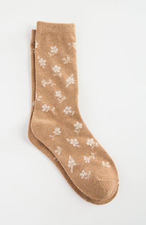 Image for Two-Tone Floral Crew Socks