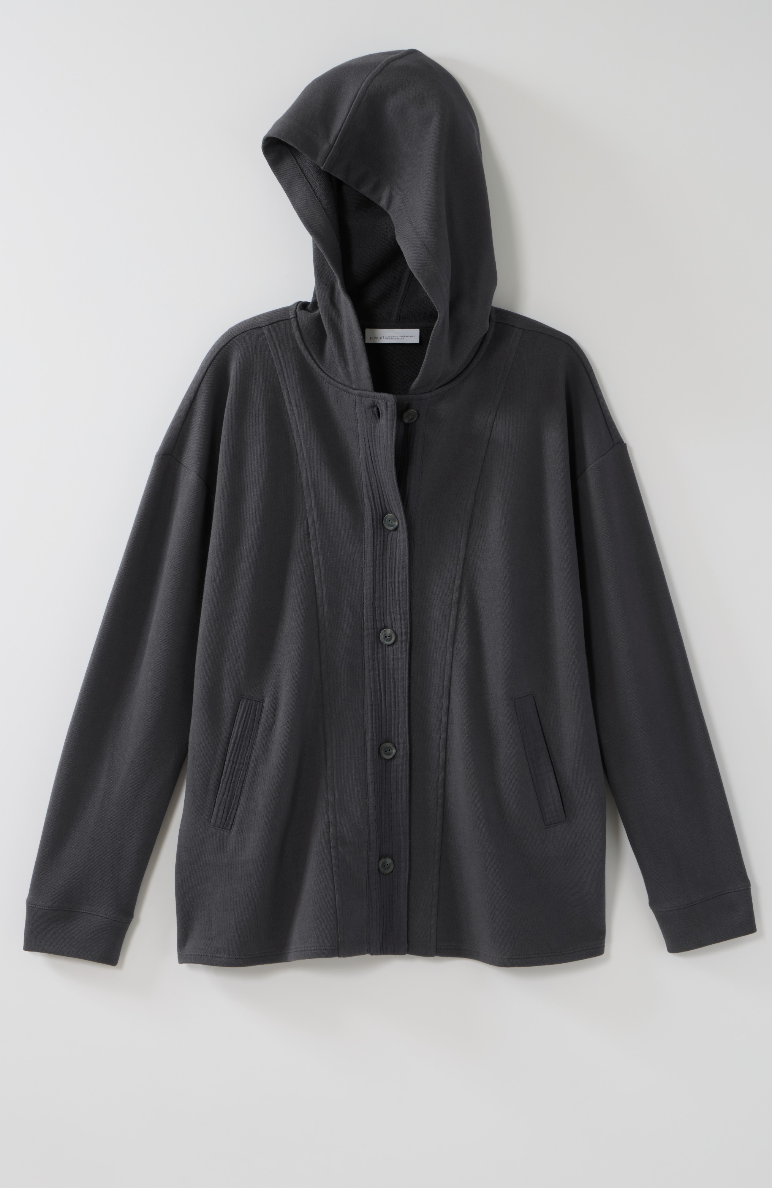 pure jill mixed-media hooded jacket