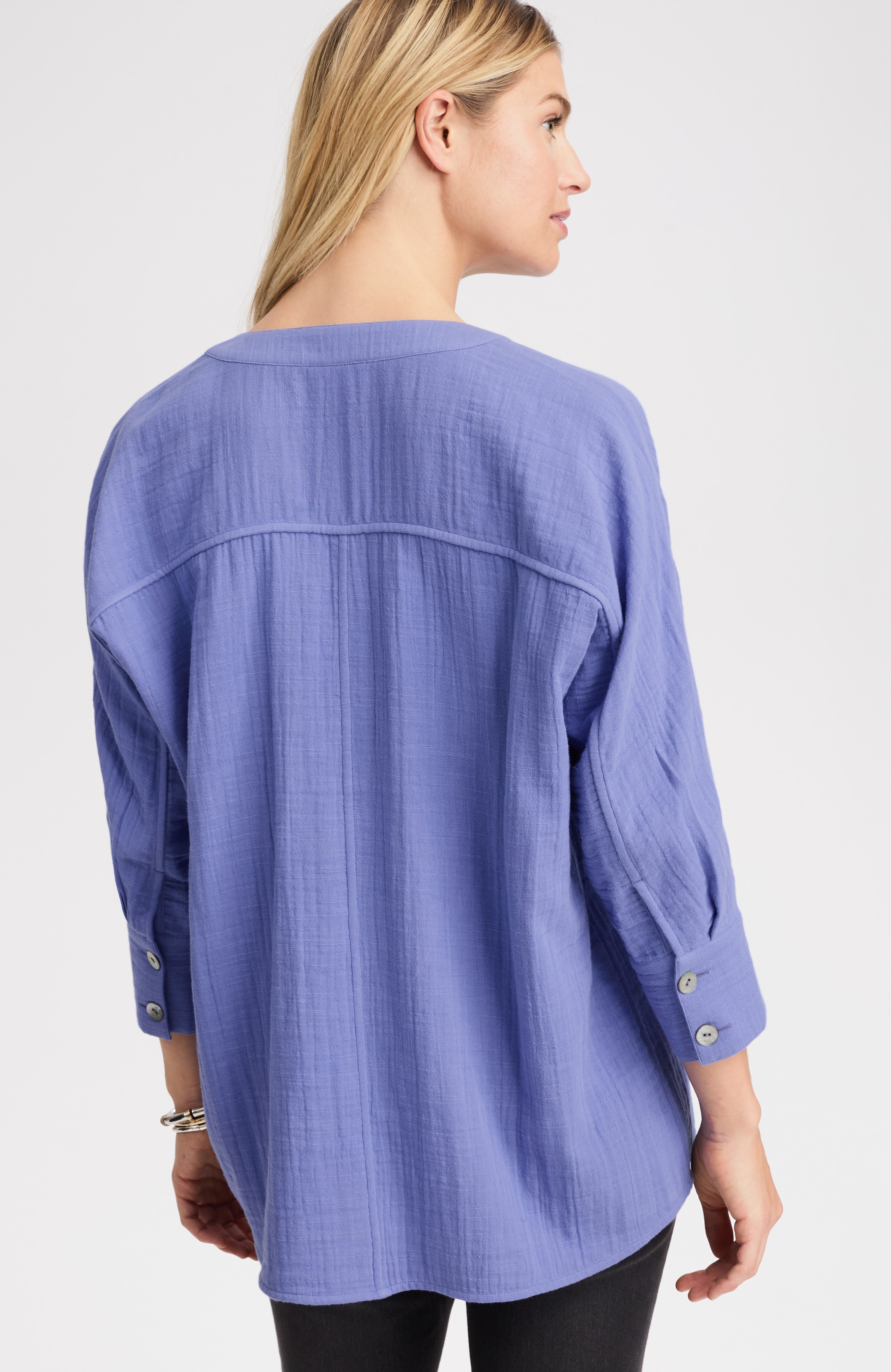 pure jill double-cloth high-low top