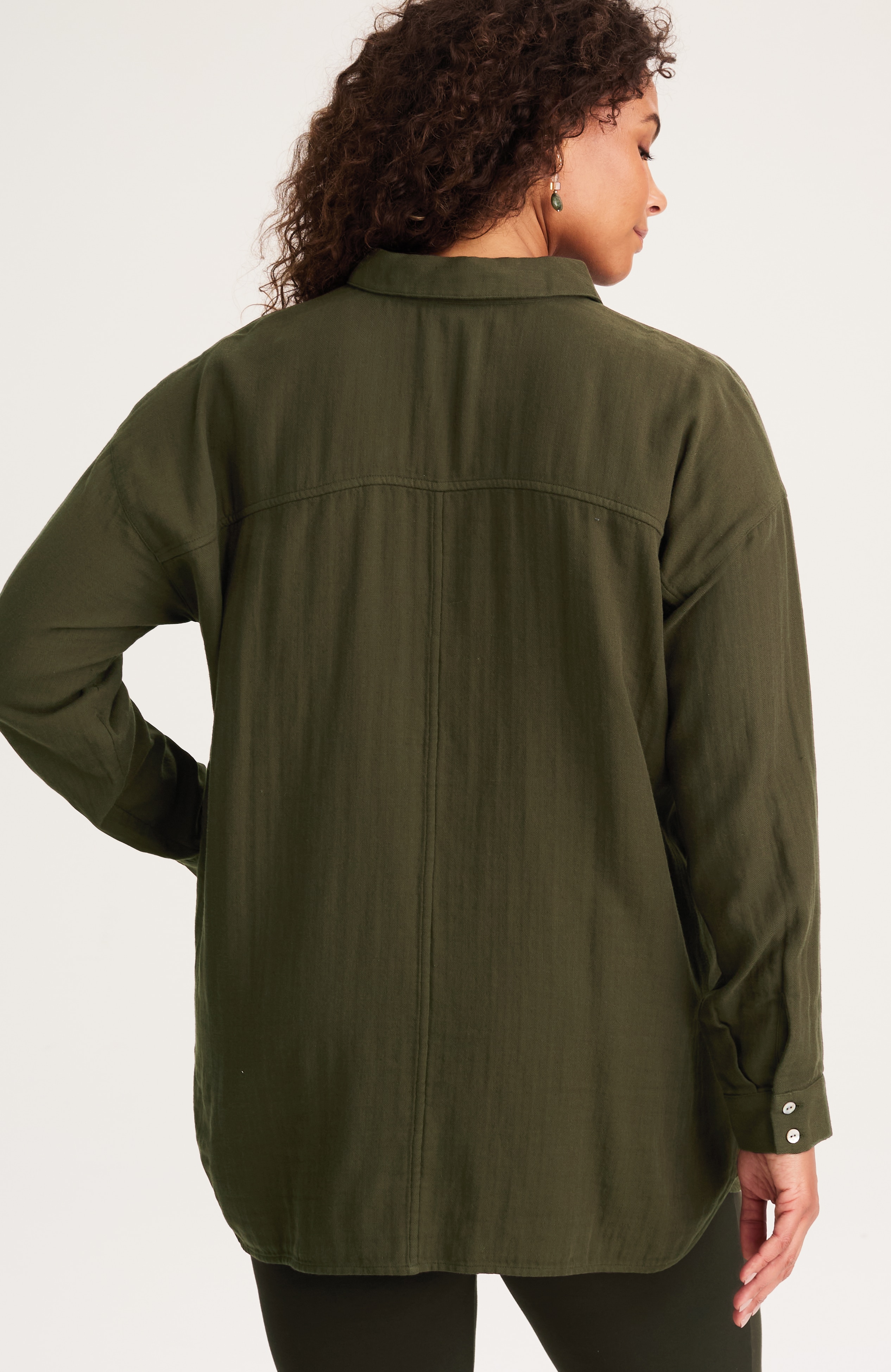 pure jill double-cloth shirttail-hem tunic