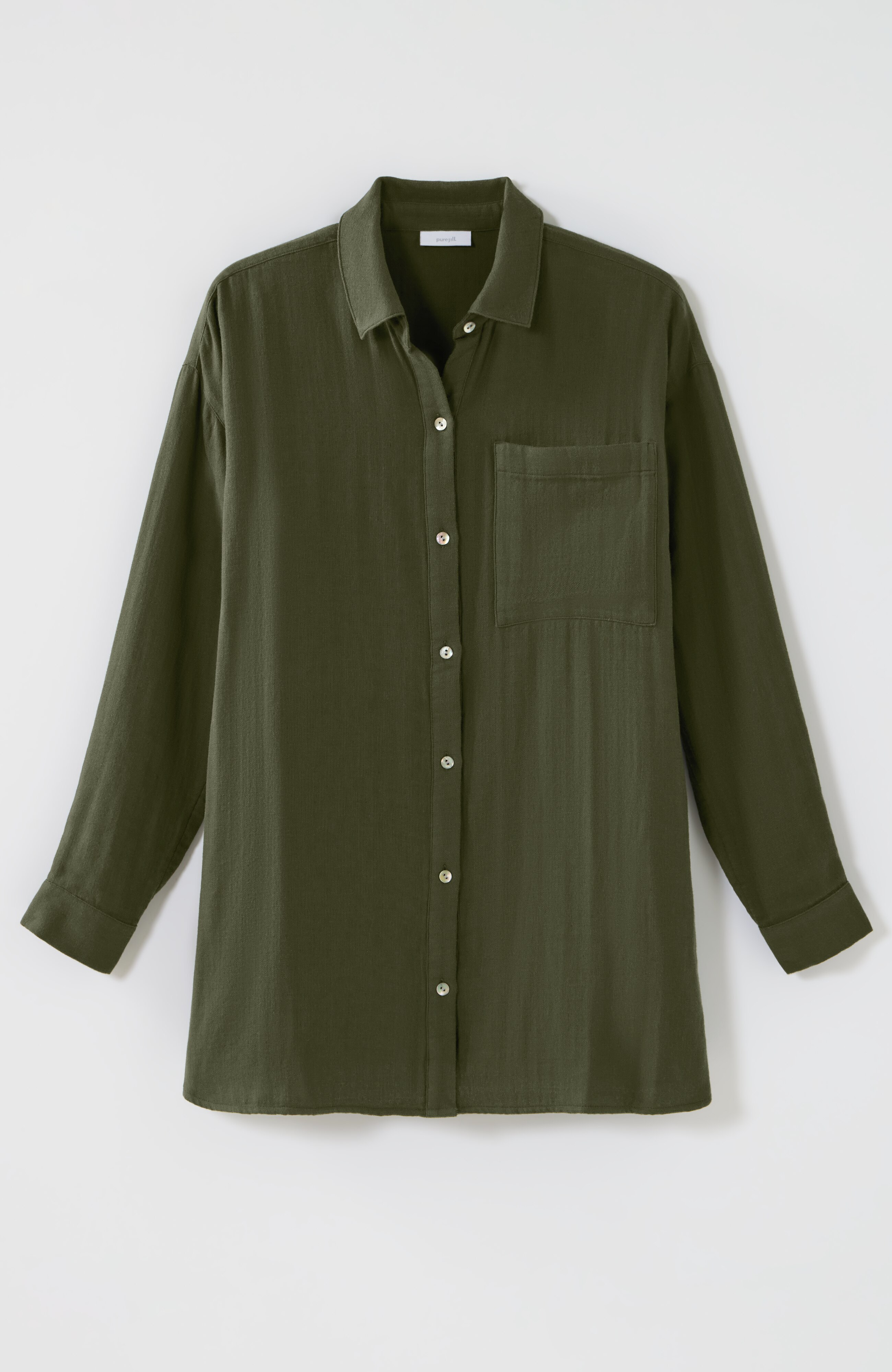 Pure Jill Double-Cloth Shirttail-Hem Tunic | JJill