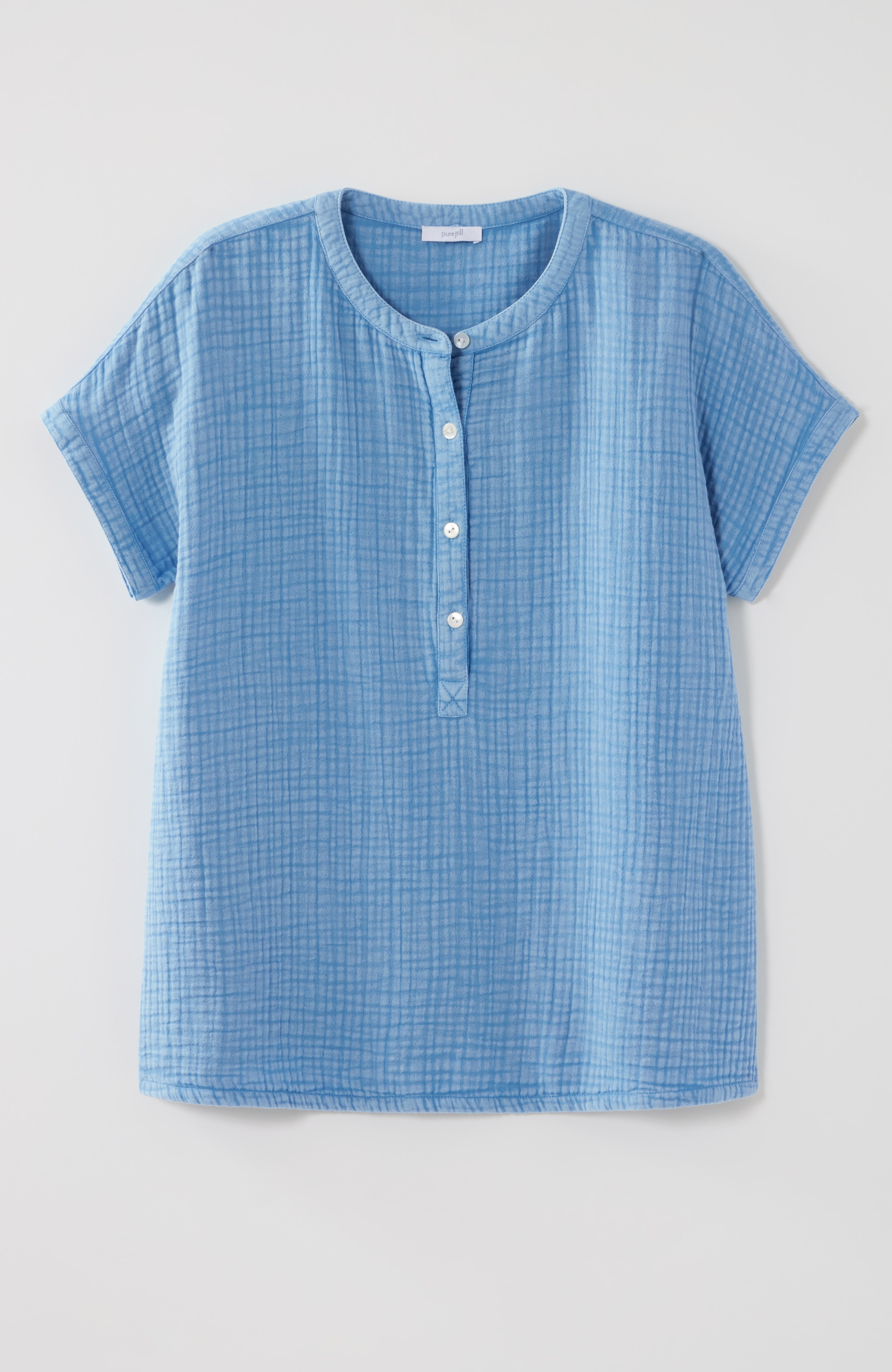 pure jill cotton-gauze henley top