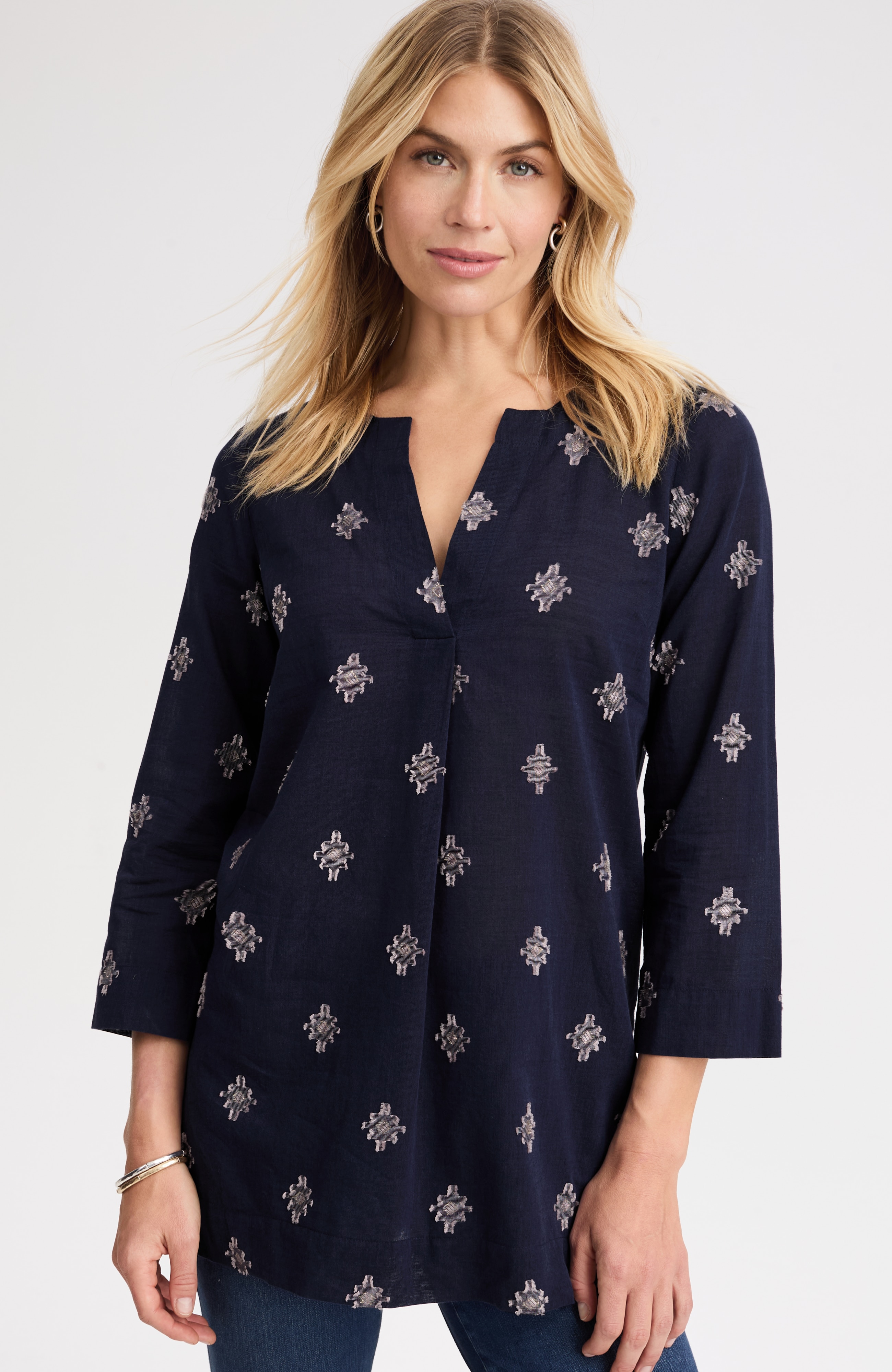 pure jill clipped-jacquard tunic