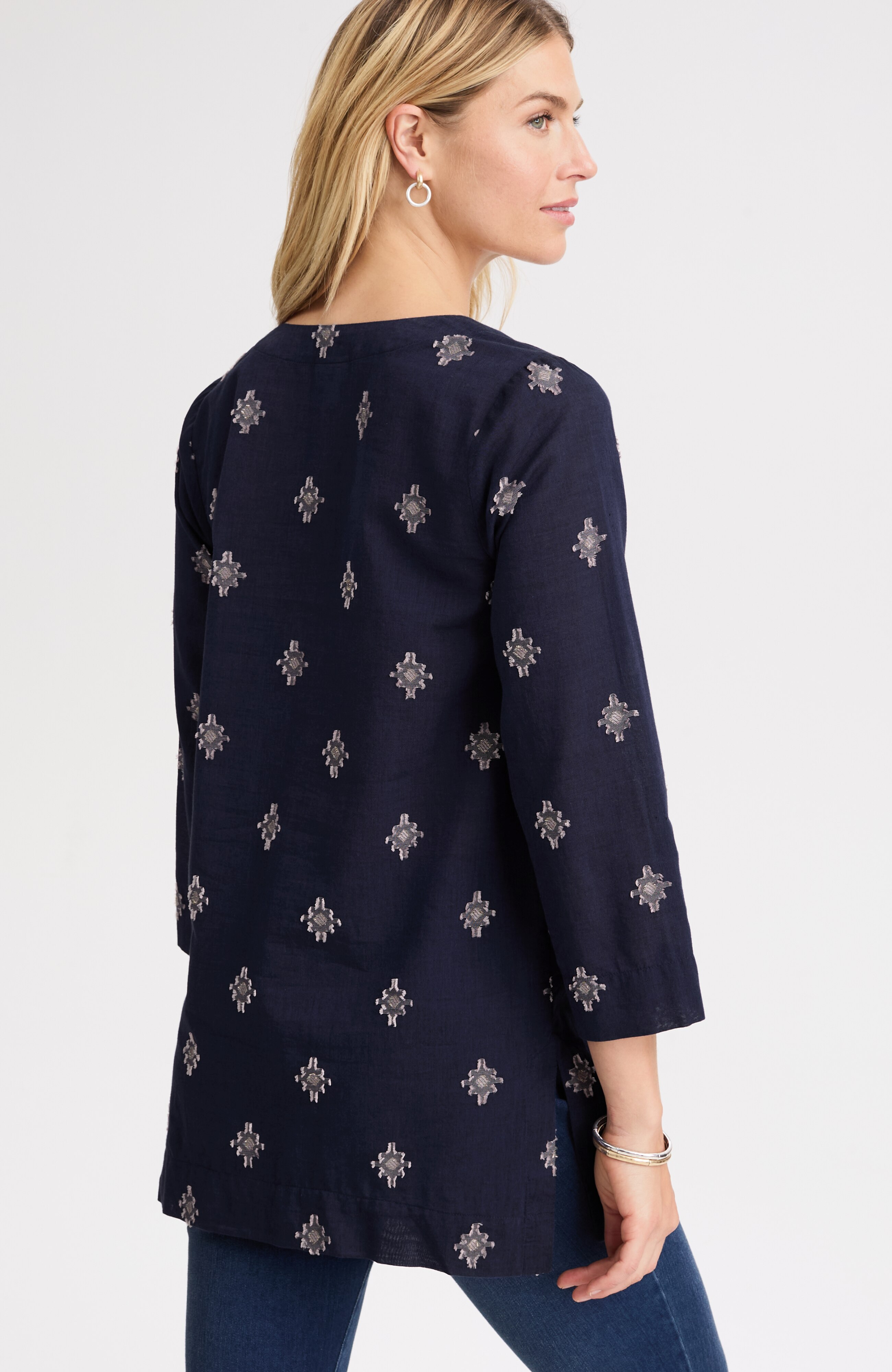 pure jill clipped-jacquard tunic