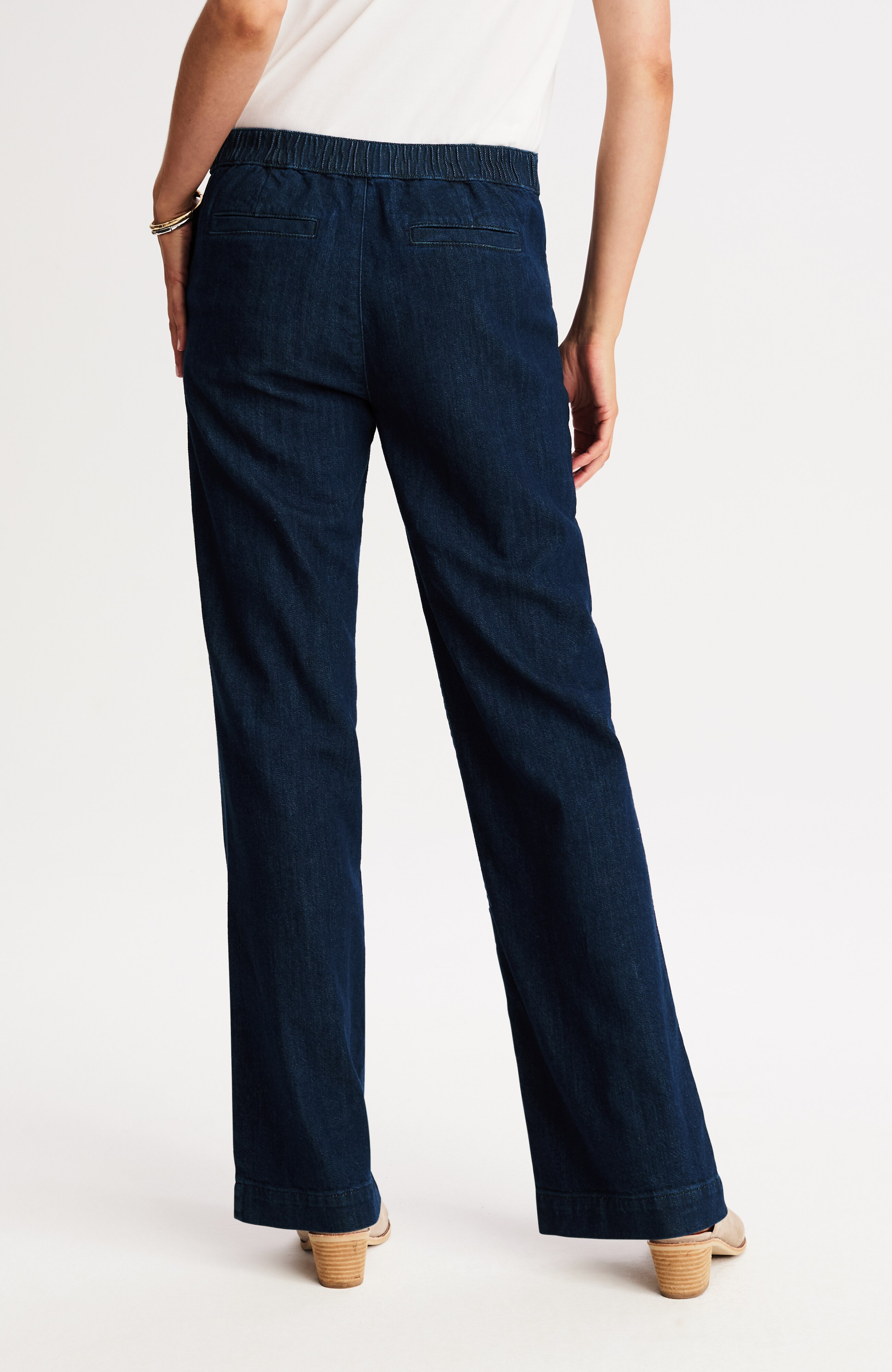 pure jill indigo wide-leg pants