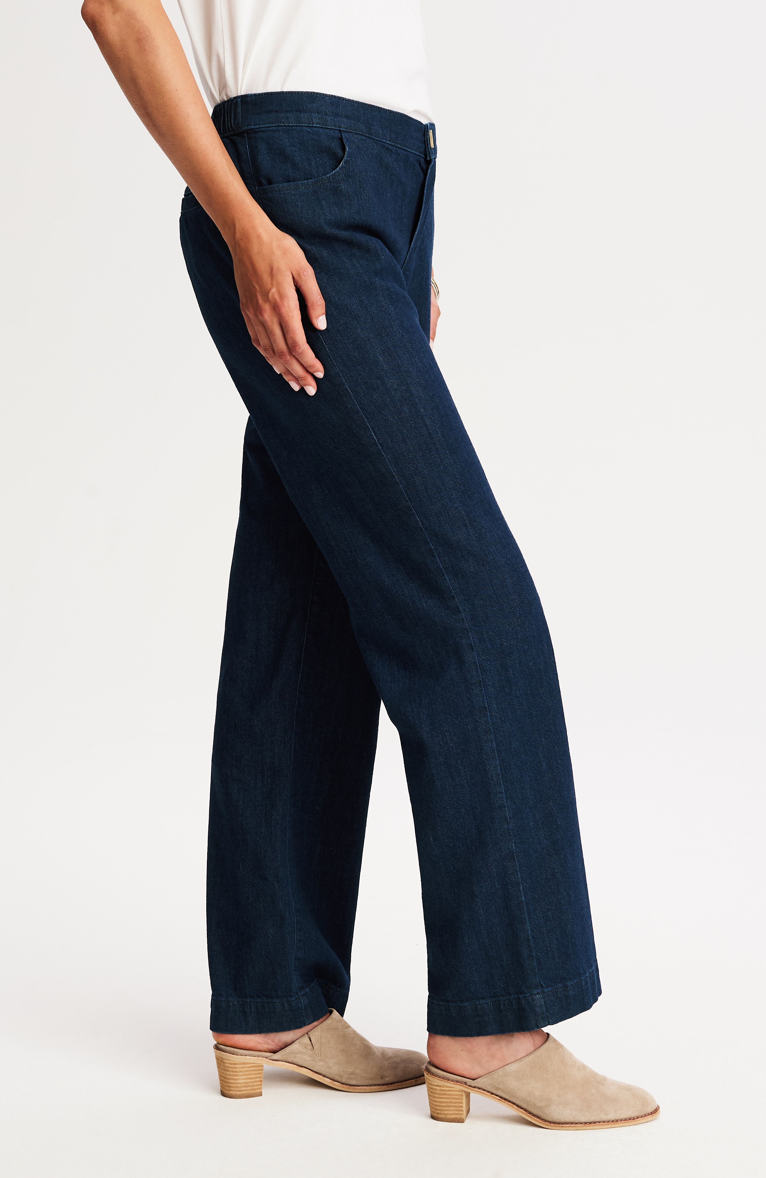 pure jill indigo wide-leg pants