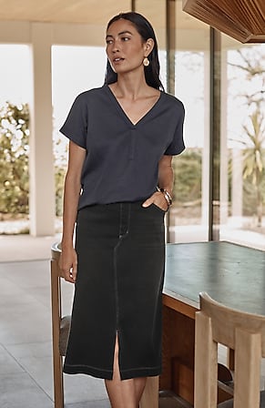 Image for Pure Jill Washed-Denim Knit Skirt