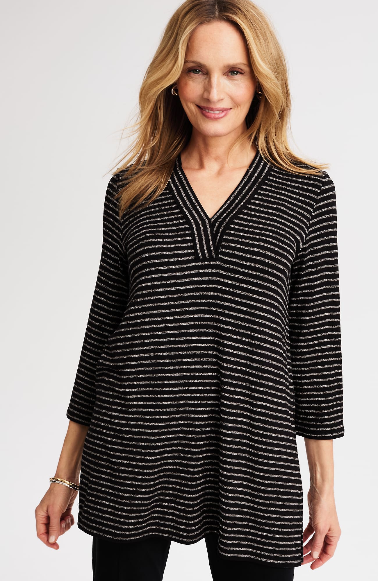 Jjill J.jill Wearever Marled-stripes Tunic In Multi