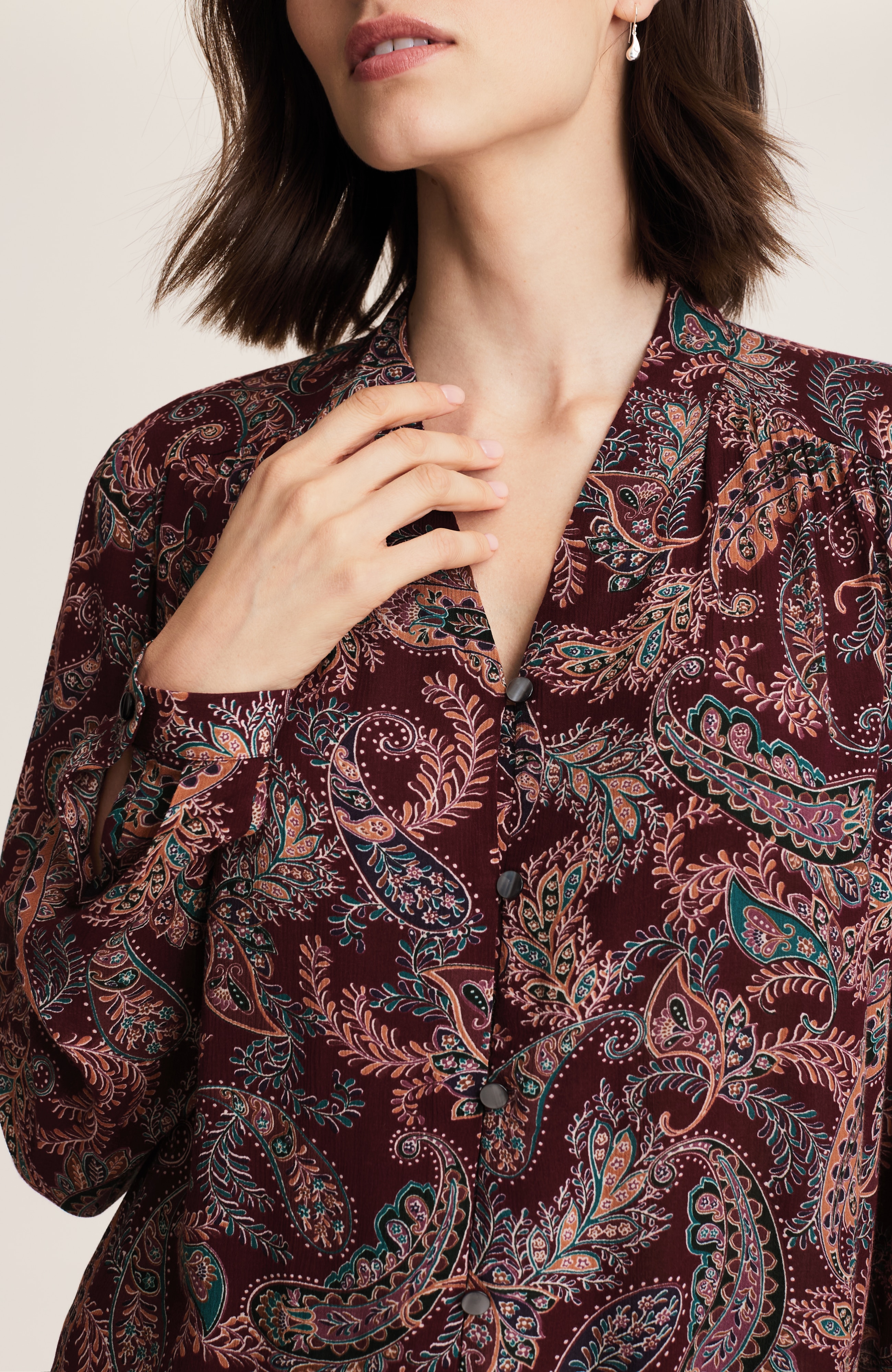 wearever shirred button-front blouse