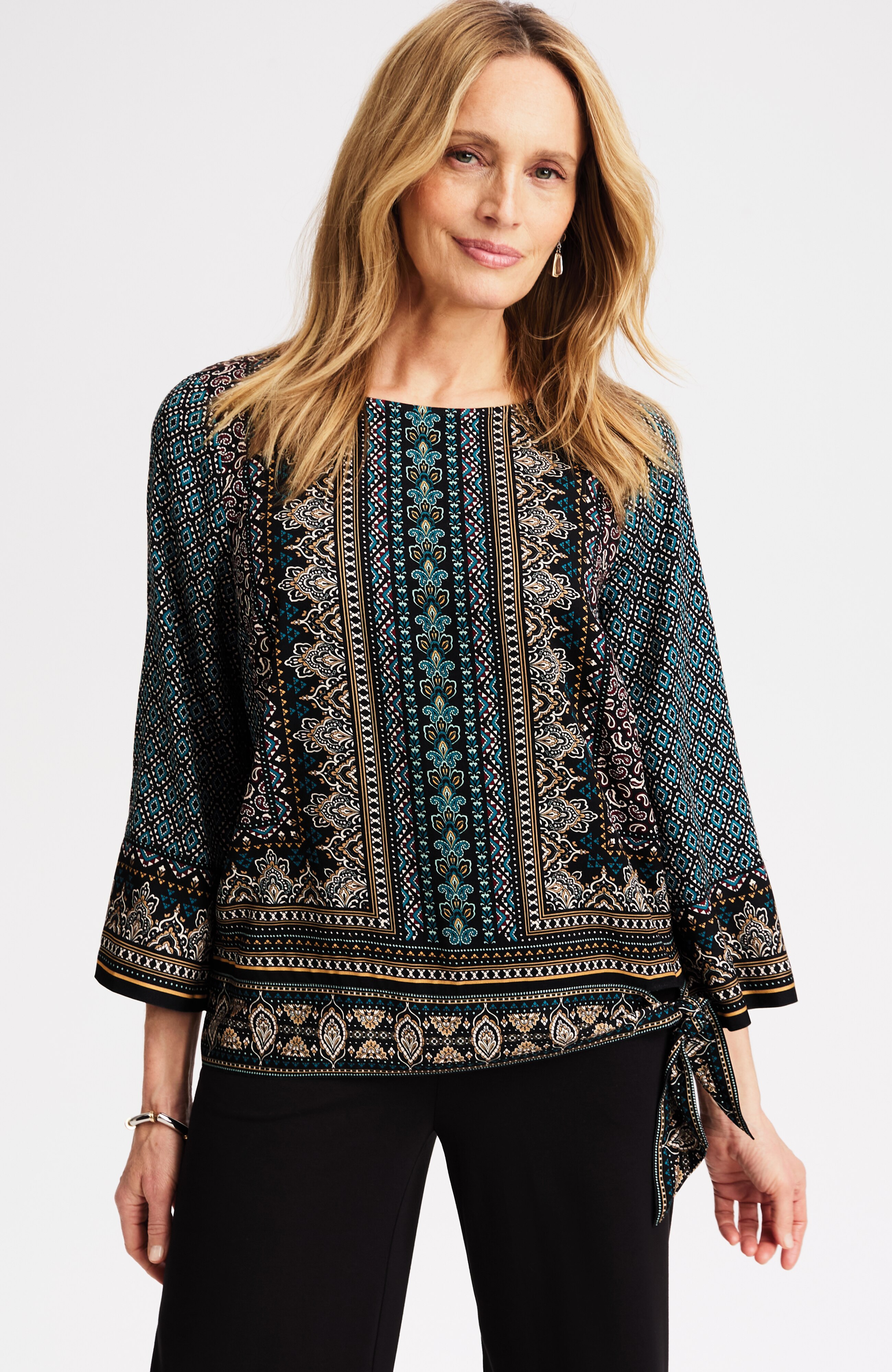 wearever foulard-print tied-hem blouse