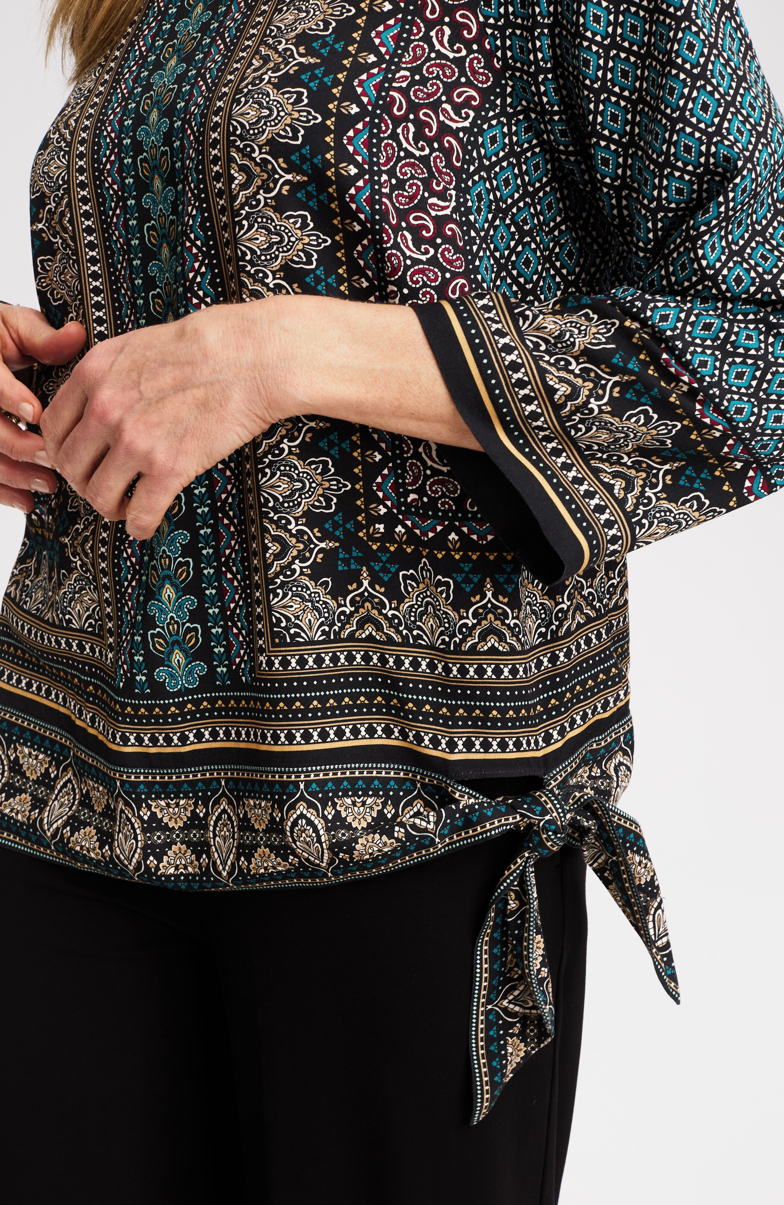 wearever foulard-print tied-hem blouse