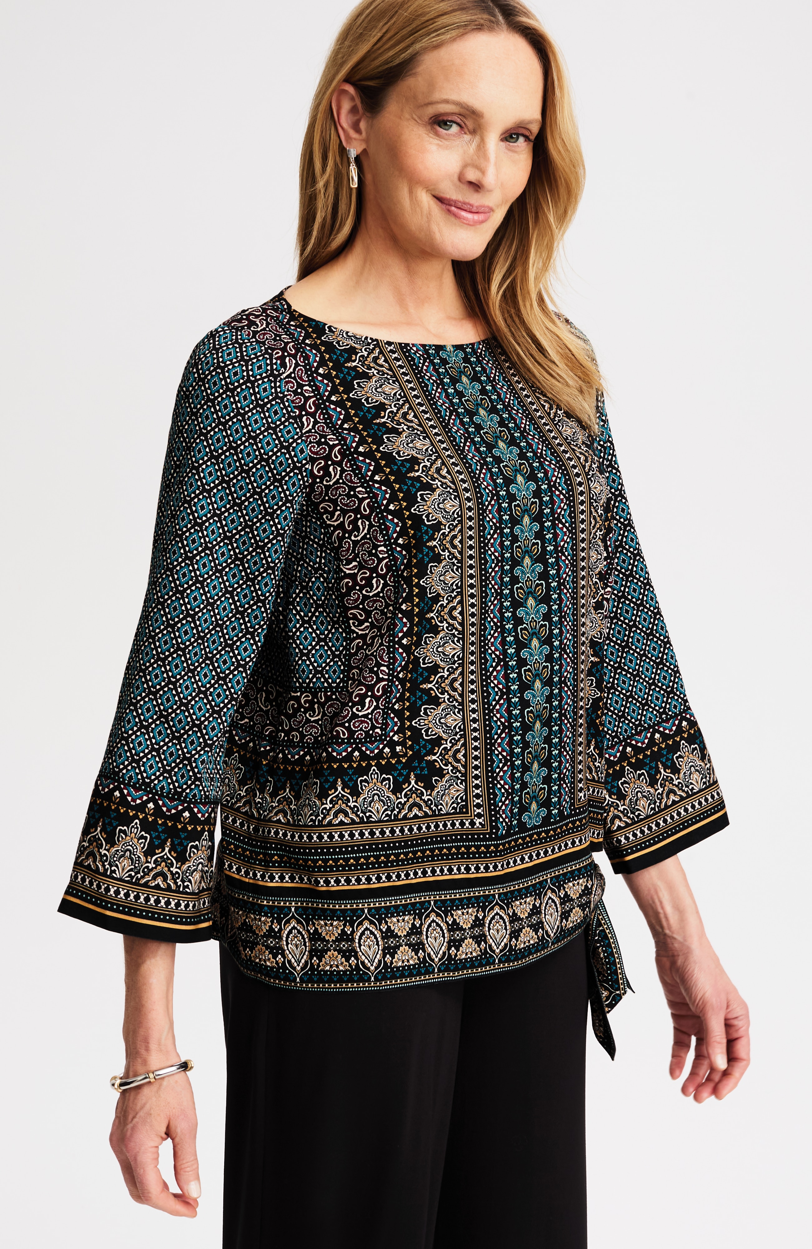 wearever foulard-print tied-hem blouse