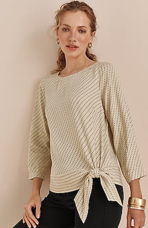 Image for Wearever Foulard-Print Tied-Hem Blouse