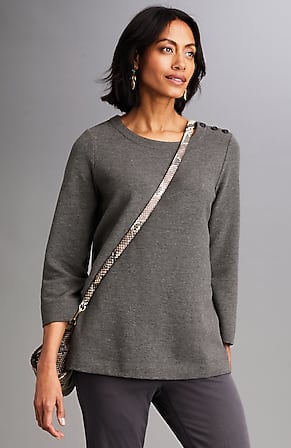 Image for Wearever Buttoned-Shoulder Ottoman Top