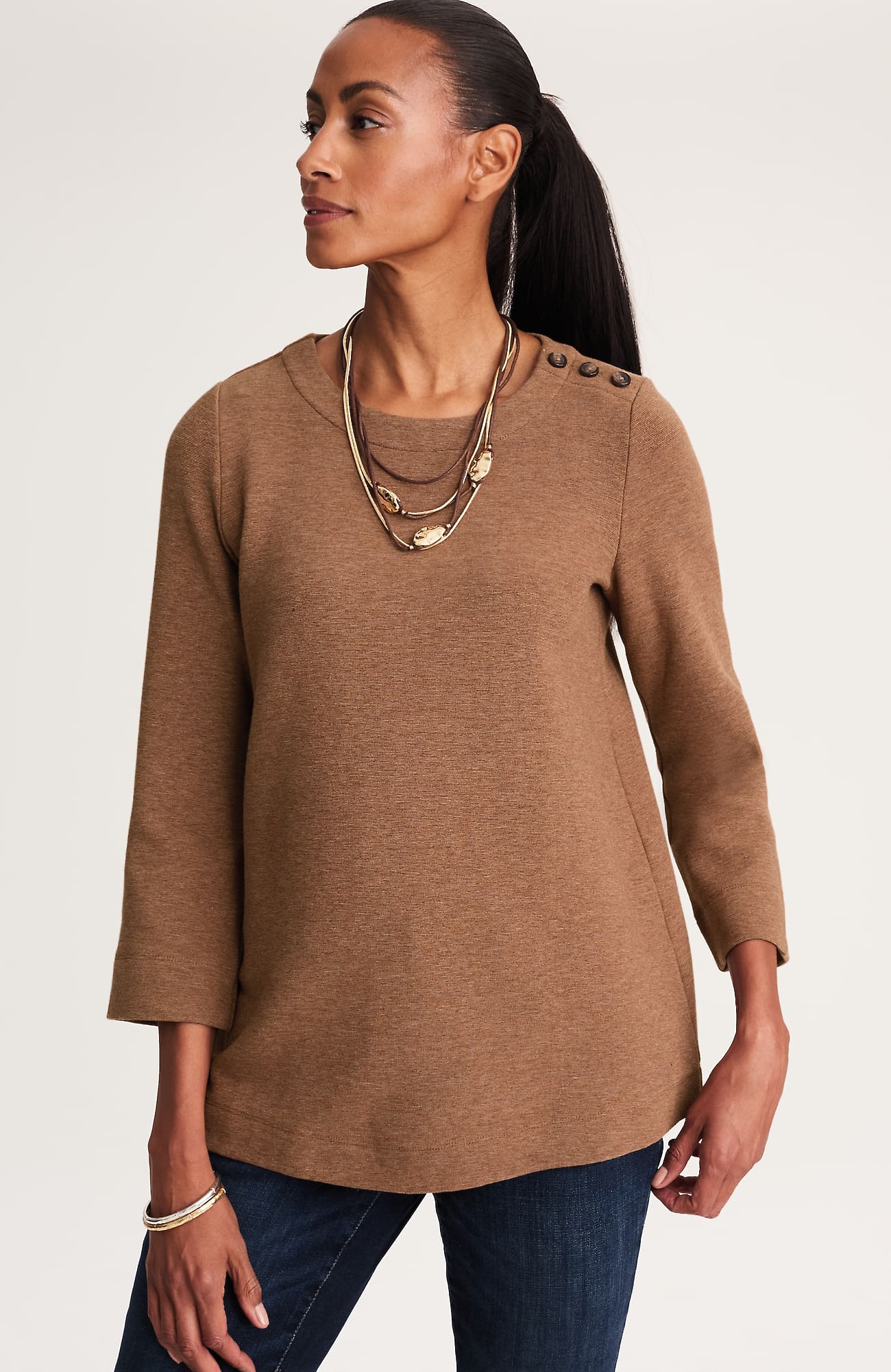 Jjill J.jill Wearever Buttoned-shoulder Ottoman Top