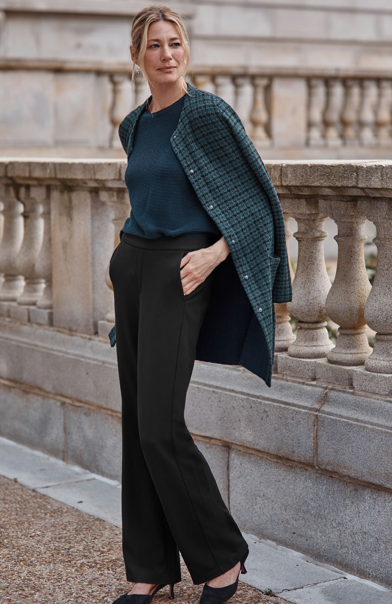 Jjill J.jill Wearever Double-face Jersey-knit Trousers In Multi