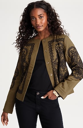Image for Pure Jill Embroidered Snap-Front Jacket
